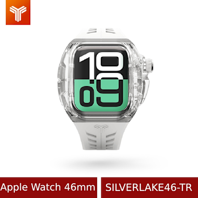 【Y24】 Apple Watch 46mm 尼龍防水保護殼 WC-SILVERLAKE46-TR-SL 透明銀/白