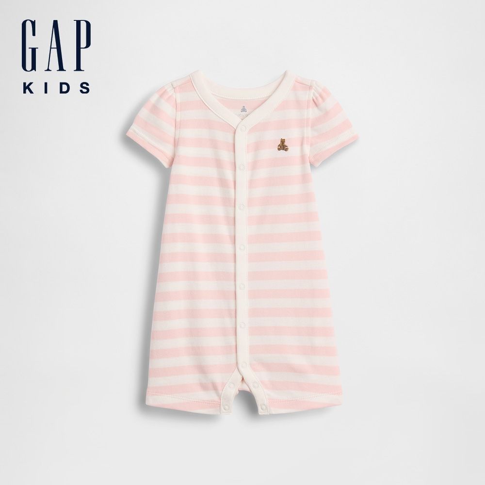 【GAP】嬰幼童包屁衣【多款任選】 (嬰兒布萊納小熊連身短褲-春日粉)