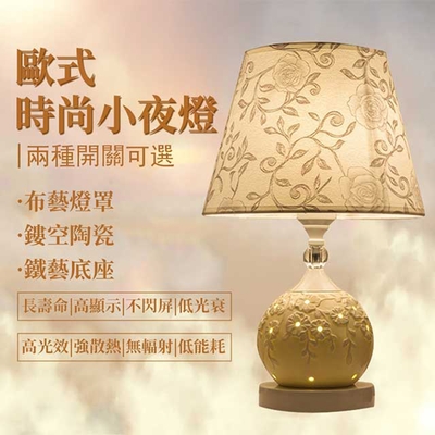 【小倉Ogula】歐式時尚臥室書房客廳閱讀陶瓷床頭燈（小夜燈/檯燈/桌燈）