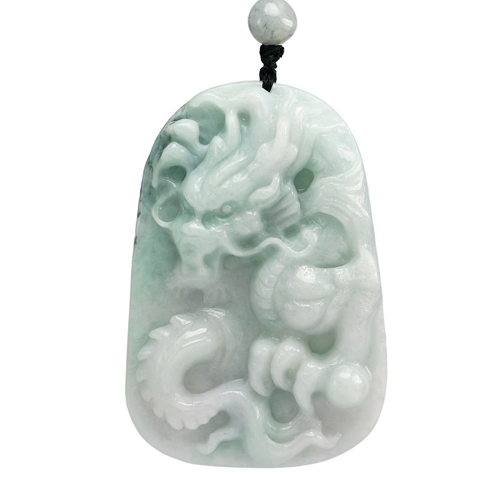 漢石齋】天然翡翠A貨護主龍牌玉佩吊墜飄花種(49*73*13mm) | 漢石齋