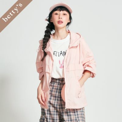 betty’s貝蒂思 率性下擺抽繩連帽薄外套(粉色)