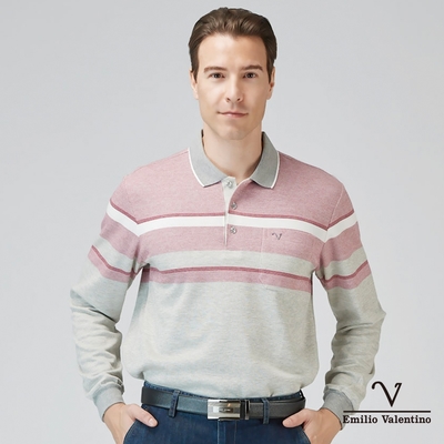 Emilio Valentino範倫鐵諾 保暖棉質磨毛定位長袖POLO衫 紅(21-3V7888)