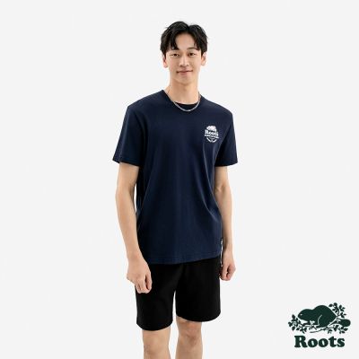 Roots男裝-HERITAGE AG CLASSIC 短袖上衣-深藍灰