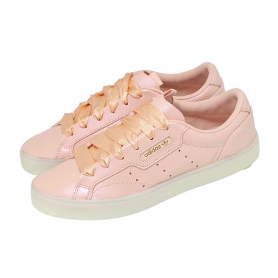 adidas 愛迪達 休閒鞋 Sleek W 女鞋 粉紅 橘 皮革 復古 JS1619