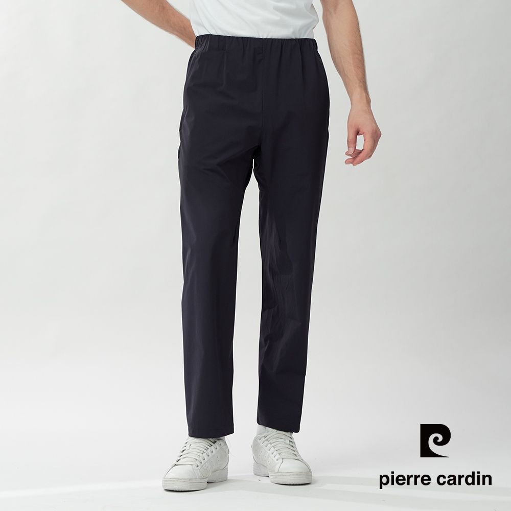 pierre cardin 皮爾卡登 網路獨家 男女同款 透氣機能涼感彈力休閒長褲(多色任選) (黑色)
