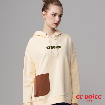 ET BOîTE 箱子 BLUE WAY – LOGO牙刷繡撞色貼袋連帽長TEE