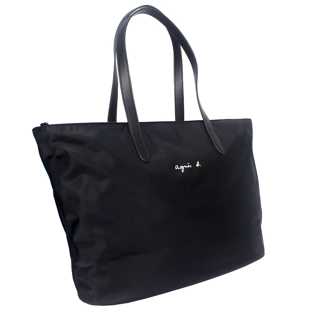【新品】agnès b. VOYAGE　ビジネスバッグ　ナイロン　黒　肩掛け可能 agnes b. VOYAGE 簡約風皮革肩背帶托特包_黑| 購物包/肩背包| Yahoo