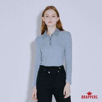 BRAPPERS 女款 半開襟POLO領上衣-灰藍