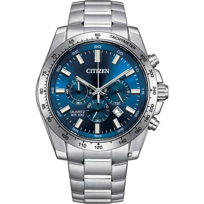 CITIZEN 星辰Chronograph 運動潮男計時石英腕錶-44mm藍 AN8230-59M