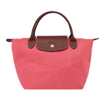 LONGCHAMP LE PLIAGE系列短把再生尼龍摺疊水餃包(小/草莓紅)