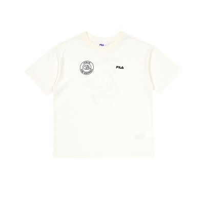 FILA KIDS 童短袖圓領T恤-米色 1TEA-4401-IV