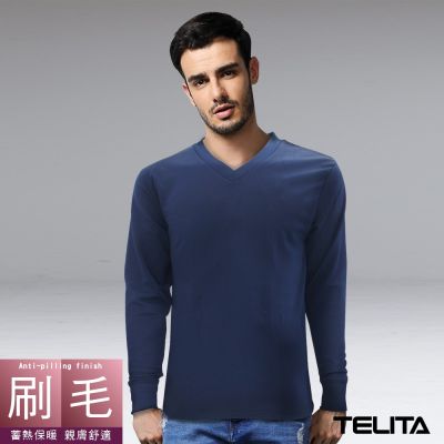 【TELITA】型男刷毛蓄熱保暖長袖(藍色)_morino