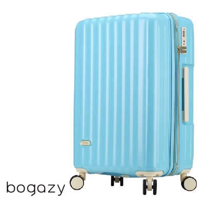 Bogazy 雅典美爵 20吋鏡面光感海關鎖可加大行李箱(冰川藍)