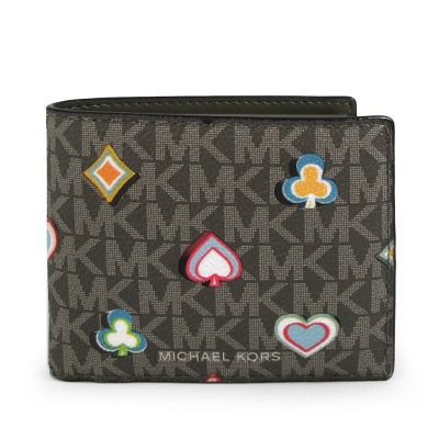 MICHAEL KORS Cooper 印花防刮Logo含零錢袋對開式短夾(橄欖綠)