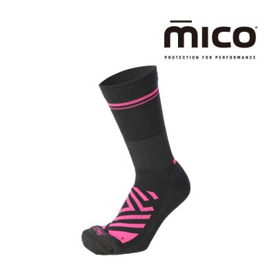 MICO 女排汗彈性健行襪 CA3078 / 033黑灰-桃