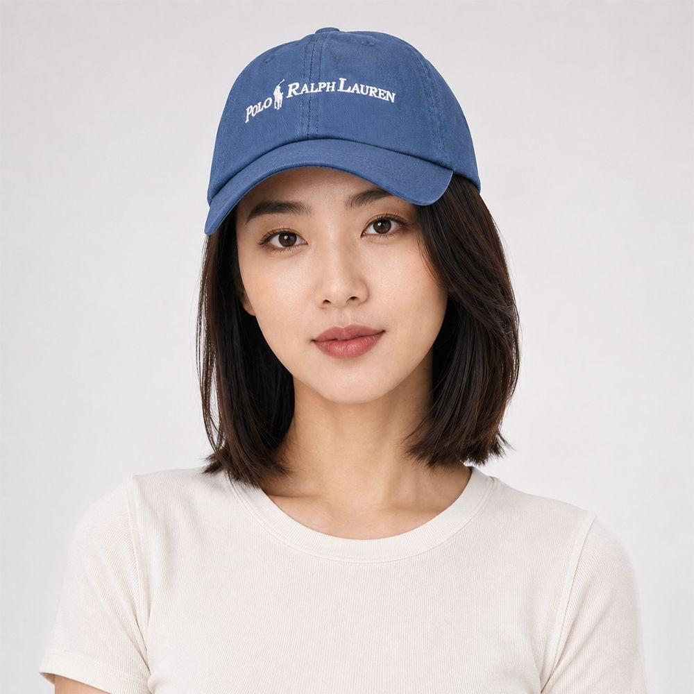 Polo Ralph Lauren RL 熱銷刺繡小馬文字鴨舌帽-灰藍色