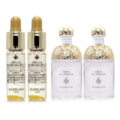 *GUERLAIN嬌蘭 皇家蜂王乳平衡油精華5ml*2+花草水語 晨霧玫瑰香水7.5ml*2