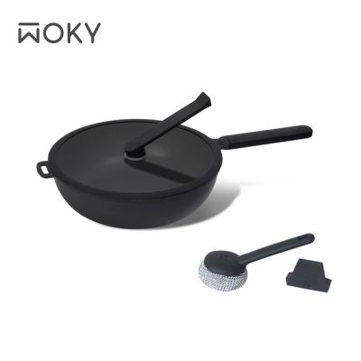 【WOKY 沃廚】恰恰鍋26CM深煎鍋組(含集水器+鍋刷)