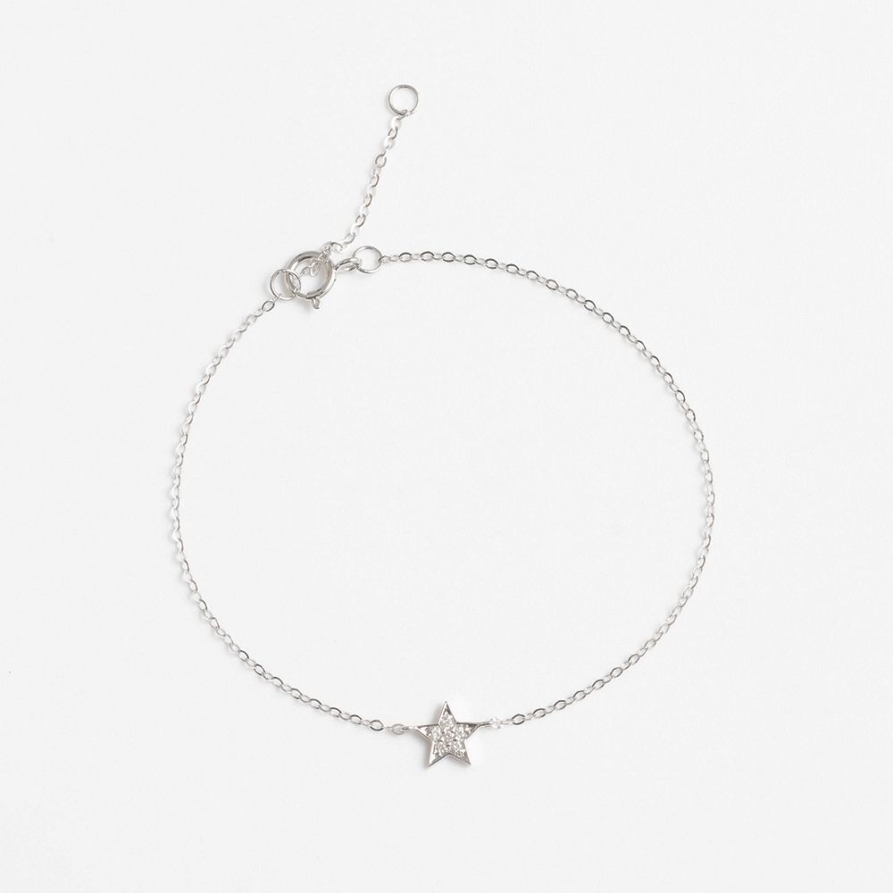 A'jane 18K白金 白金星願 鑽石手鍊 A052503-008