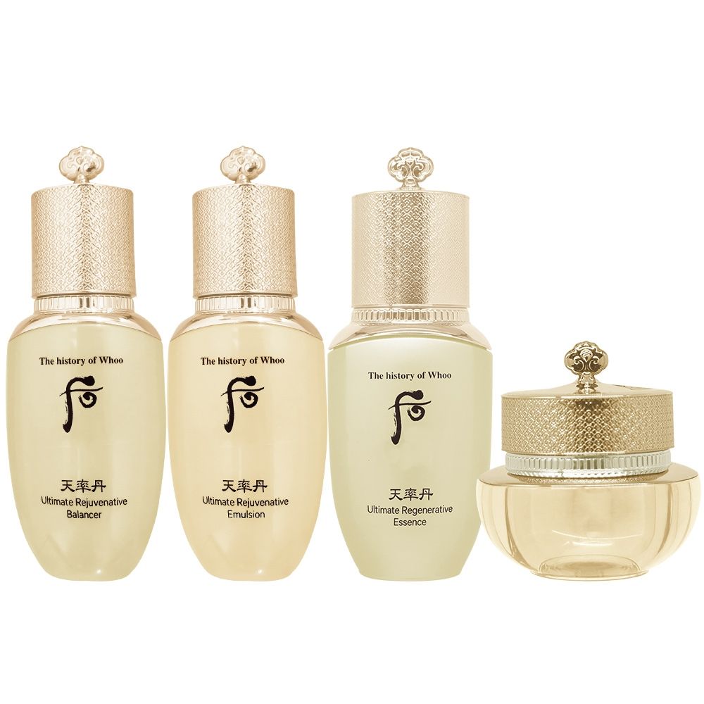 Whoo 后天率丹皇后保養4件組(天率丹完美奇蹟皇后精華凝露25ml+乳液