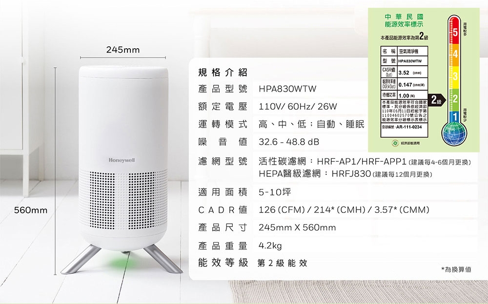 Honeywell HPA-830WTW - 詳情9