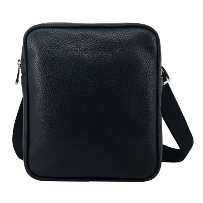 LONGCHAMP LE FOULONNÉ 系列牛皮方形斜背包(小/黑)