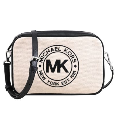MICHAEL KORS FULTON SPORT復古徽章斜背包(白/黑)
