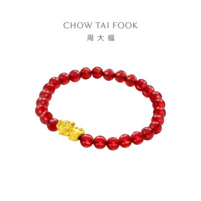 周大福 黃金貔貅紅玉髓手鍊(小款)