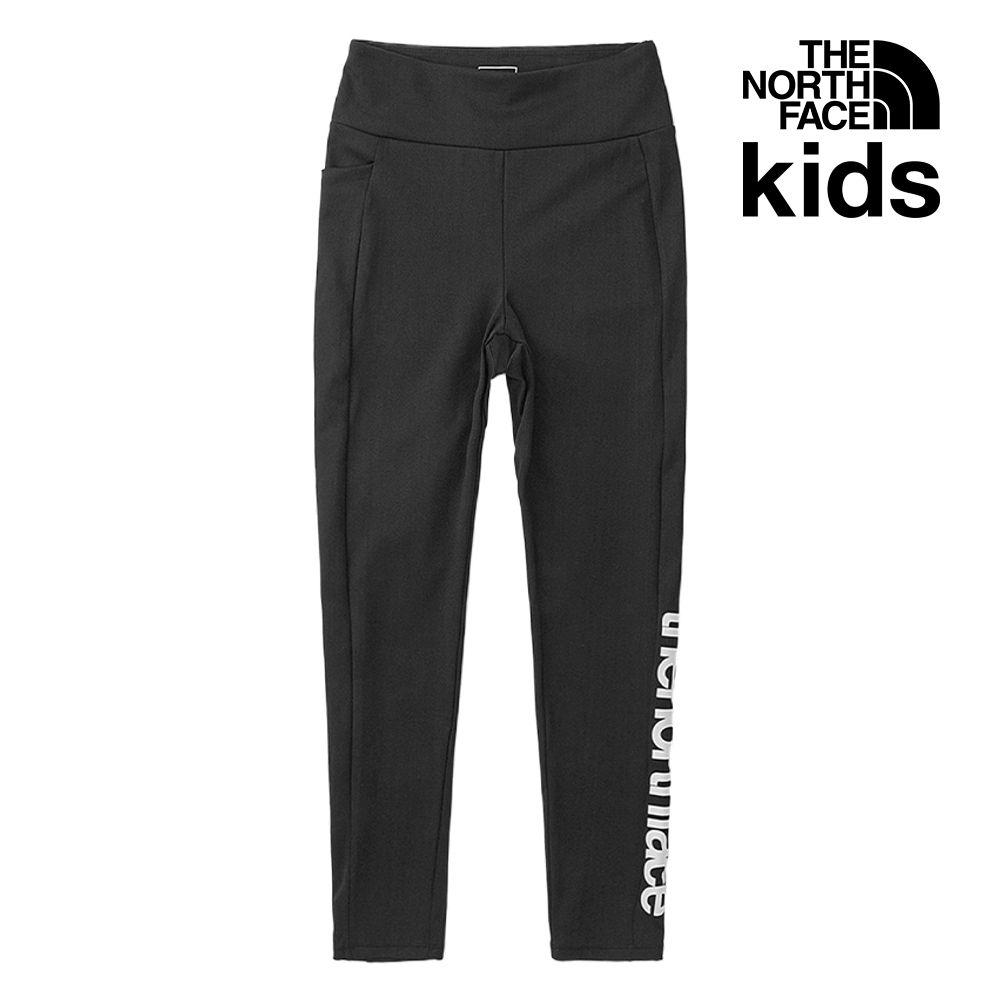 【The North Face 官方旗艦】 北面兒童黑色UPF防曬舒適彈力褲腰緊身褲｜86XVJK3 抗UV