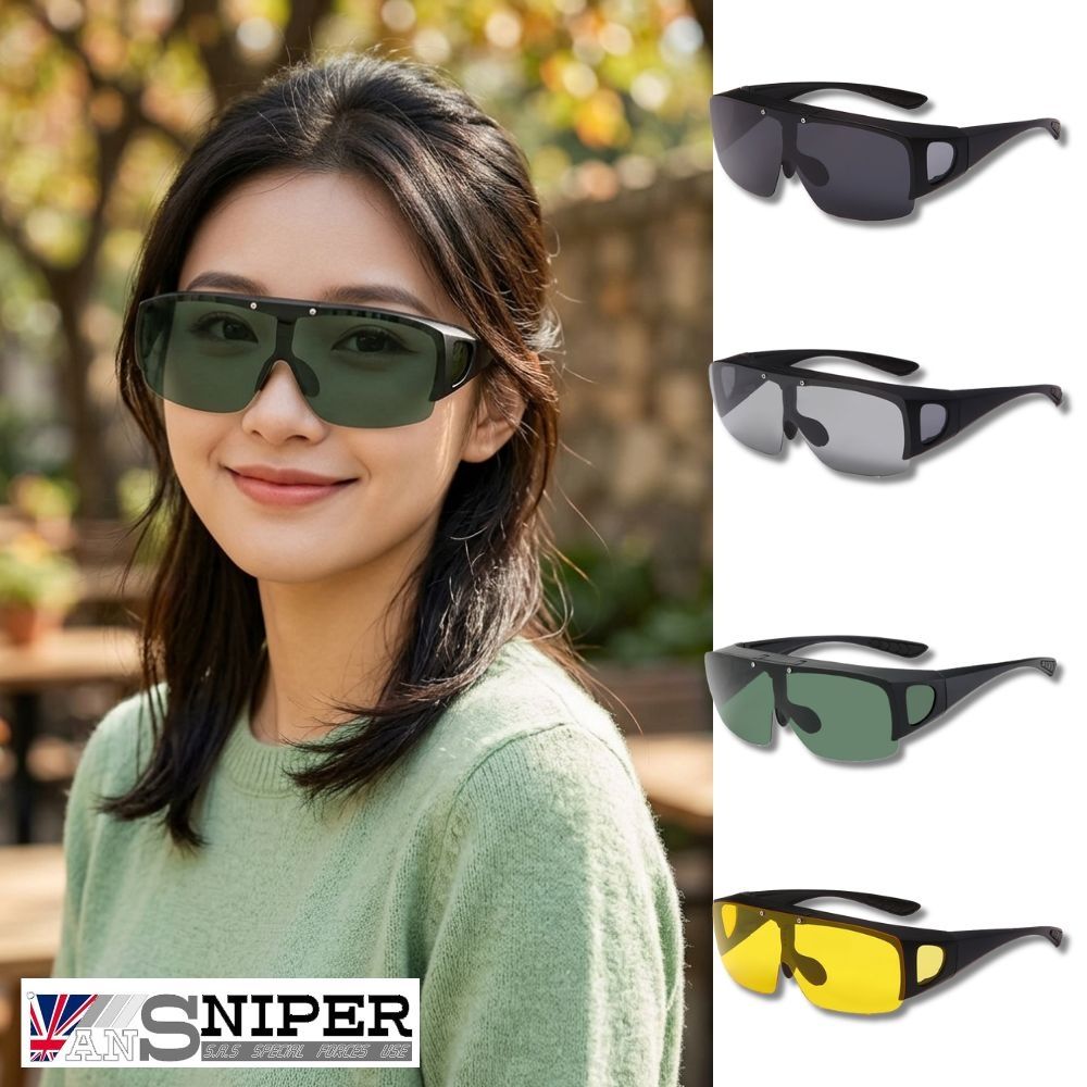 [ANSNIPER]SP-KP808-118 抗uv400近視專用可上翻鏡片保麗萊偏光套鏡組/近視者福音