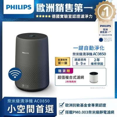 PHILIPS飛利浦奈米級空氣清淨機AC0850 | 5.1-10坪| Yahoo購物中心