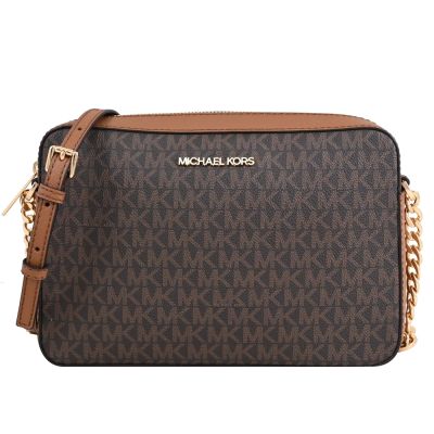 MICHAEL KORS Jet Set經典PVC方型小斜背包(深咖)