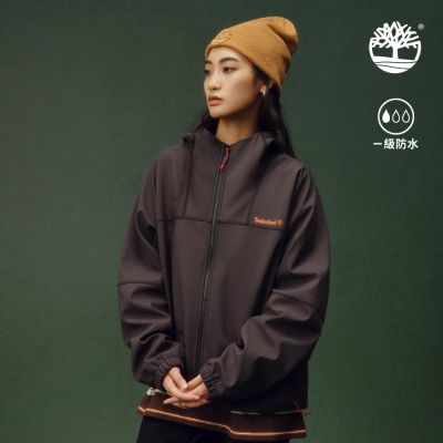 (領券再折)Timberland官方旗艦 男款深灰色寬版防潑水軟殼連帽外套|0YH6JM45