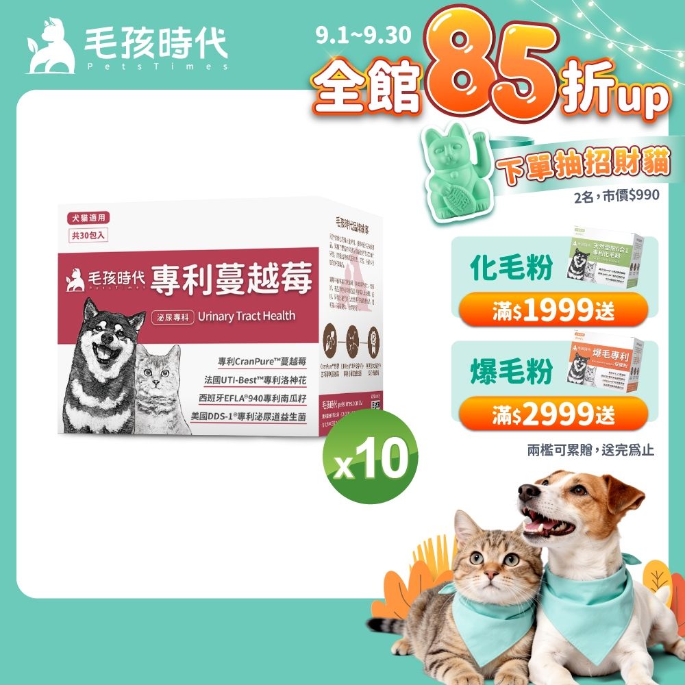 【毛孩時代】專利蔓越莓x10盒(貓狗保健品 貓狗泌尿道保健)