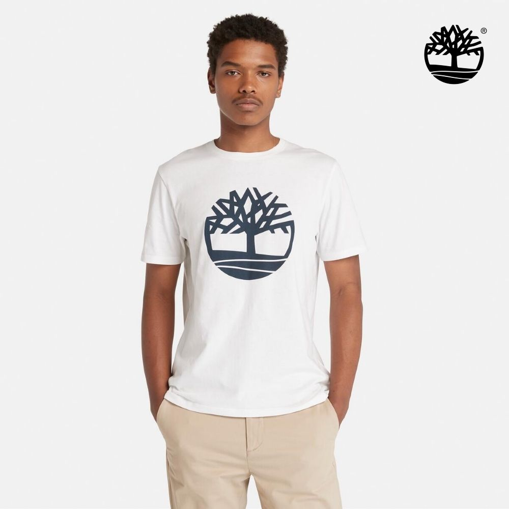 Timberland官方旗艦 男款白色LOGO短袖T恤|A6281100