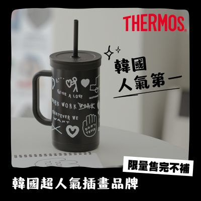 THERMOS膳魔師INAPSQUARE聯名款不鏽鋼真空吸管杯720ml(TKHA-720KC-IPBK)