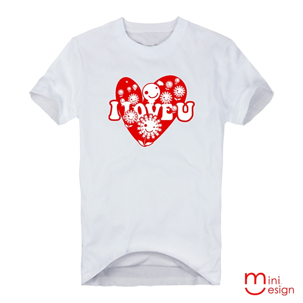 I LOVE U愛花田潮流設計短T 三色-Minidesign (白色)
