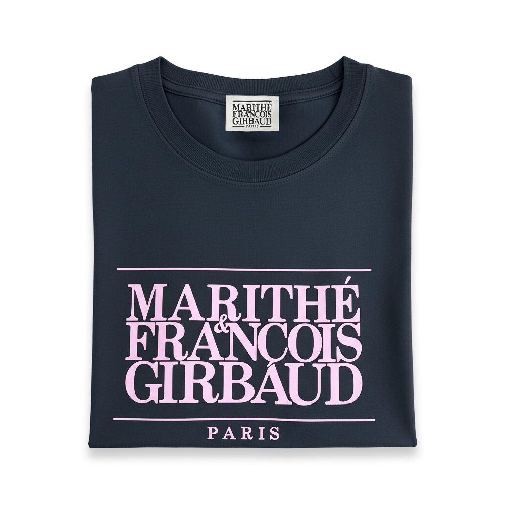 MARITHÉ FRANÇOIS GIRBAUD MFG 女款短版經典LOGO 短袖上衣T恤-海軍藍