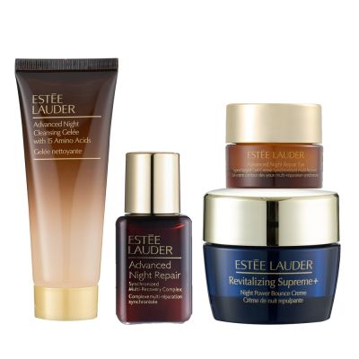 EsteeLauder雅詩蘭黛 Estee Lauder雅詩蘭黛 年輕潤澤肌密組(小棕瓶+一夜膠原藍霜+特潤亮眼霜+特潤潔顏蜜) 台灣專櫃貨