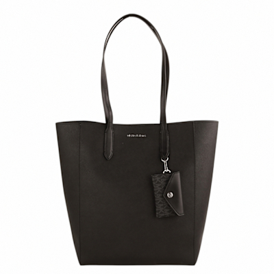 MICHAEL KORS MK金字滿版PVC 皮革附卡夾包肩背包(黑)L
