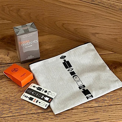 Hermès 愛馬仕 法國製 香水周邊收納包｜帆布手拿包