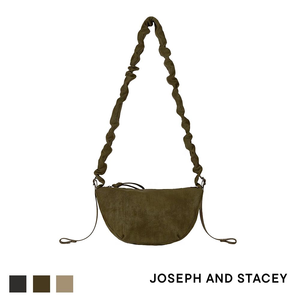 JOSEPH AND STACEY麂皮造型背帶斜背包-小-卡其