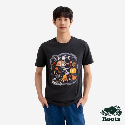 Roots男裝-HARVEST GLOW FESTIVE 短袖上衣-霧灰色