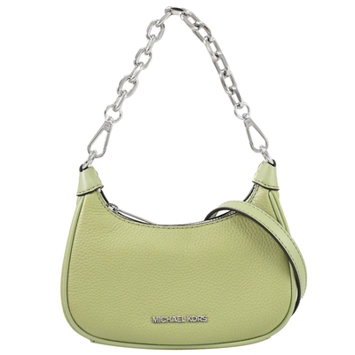 MICHAEL KORS CORA 經典荔枝皮革手提斜背兩用牛角包(草綠)