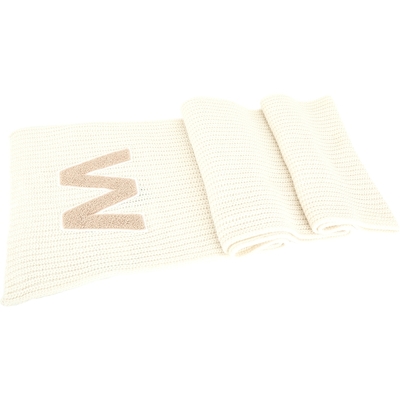 Max Mara -WEEKEND Bardies 撞色W補丁米白純羊毛圍巾(200x35)