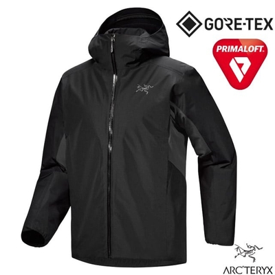 【ARCTERYX 始祖鳥】男 Solano Insulated Hoody 防水防風透氣保暖連帽外套.夾克 X000008499 黑/墨灰