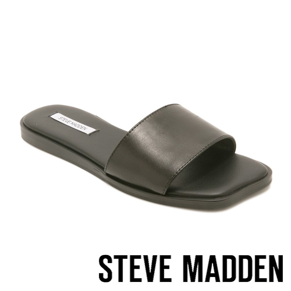 STEVE MADDEN-真皮一字平底拖鞋AVRA-黑色