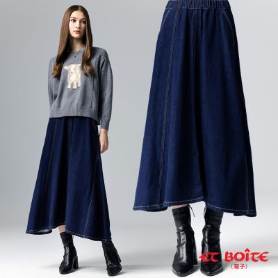 BLUE WAY ET BOiTE 箱子 –女裝 立裁傘襬針織丹寧牛仔長裙