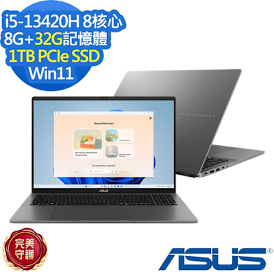 ASUS華碩 ASUS 華碩 S3607VA 16吋效能筆電(i5-13420H/8G+32G/1TB SSD/Vivobook S16/夜幕灰/特仕版)
