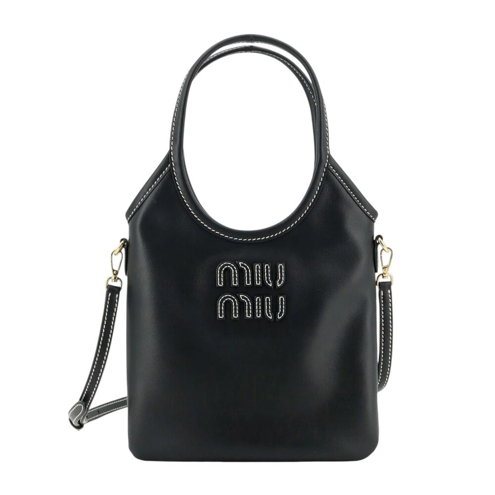 MIU MIU Ivy 迷你 小牛皮 手袋 托特包 肩背包 黑色 5BA281